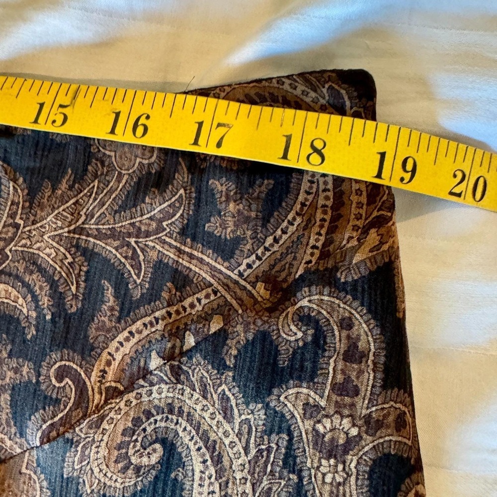 VTG Lauren Ralph Lauren 100% Silk Paisley A‑Line Skirt 14 Black Brown Whimsigoth - Picture 8 of 9